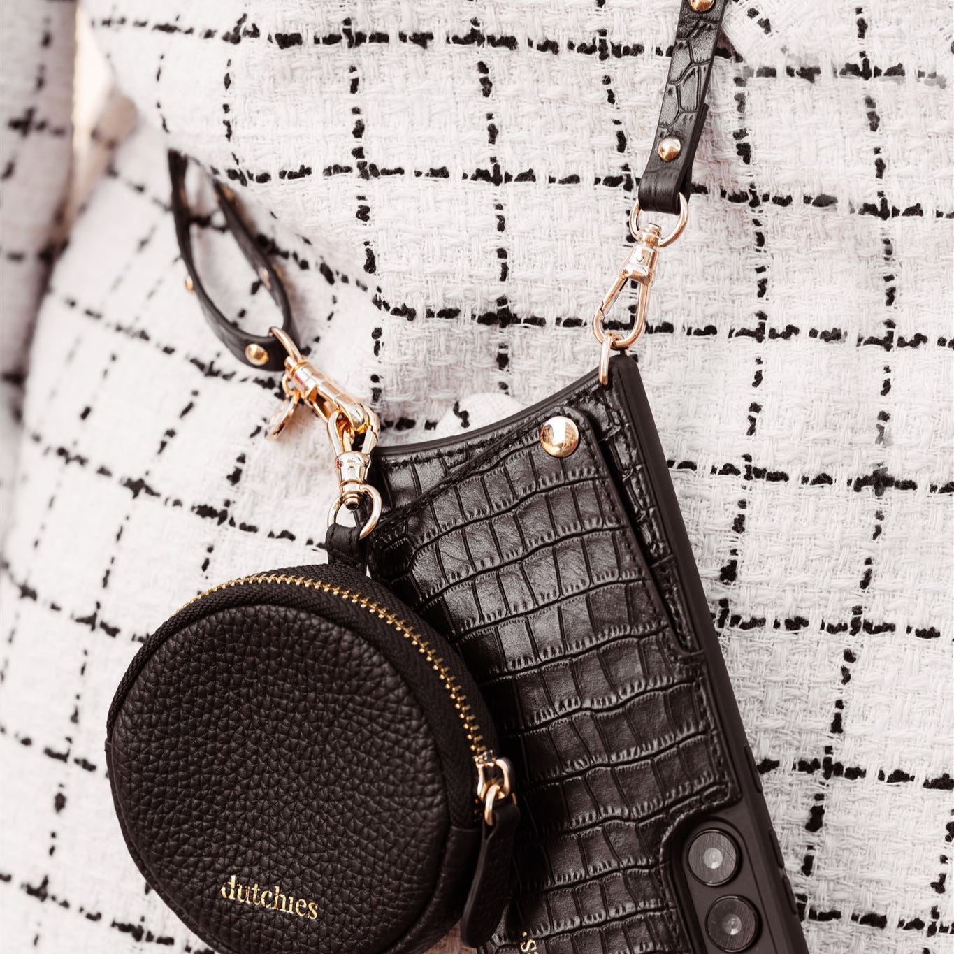 Phone Strap | Slimline Studs Gold | Noir