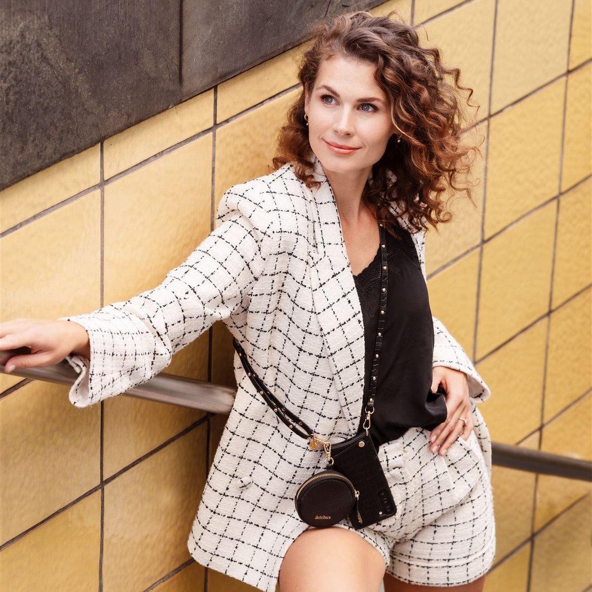 Phone Strap | Slimline Studs Gold | Noir