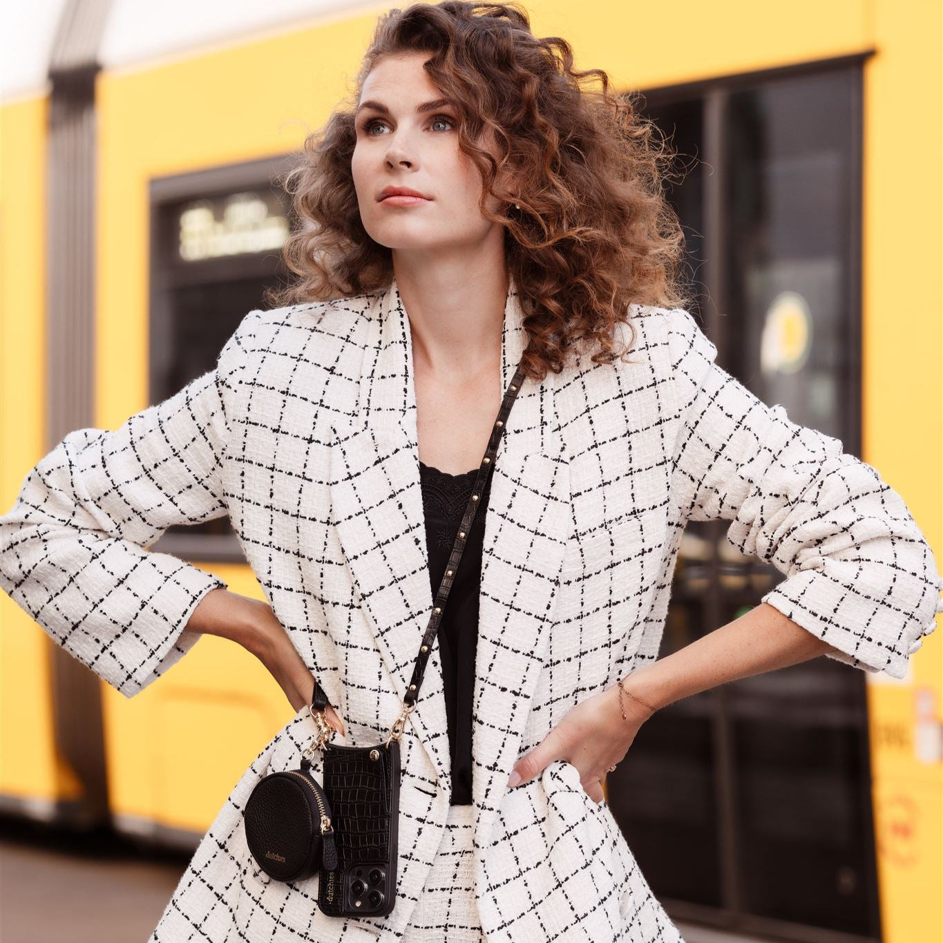 Phone Strap | Slimline Studs Gold | Noir