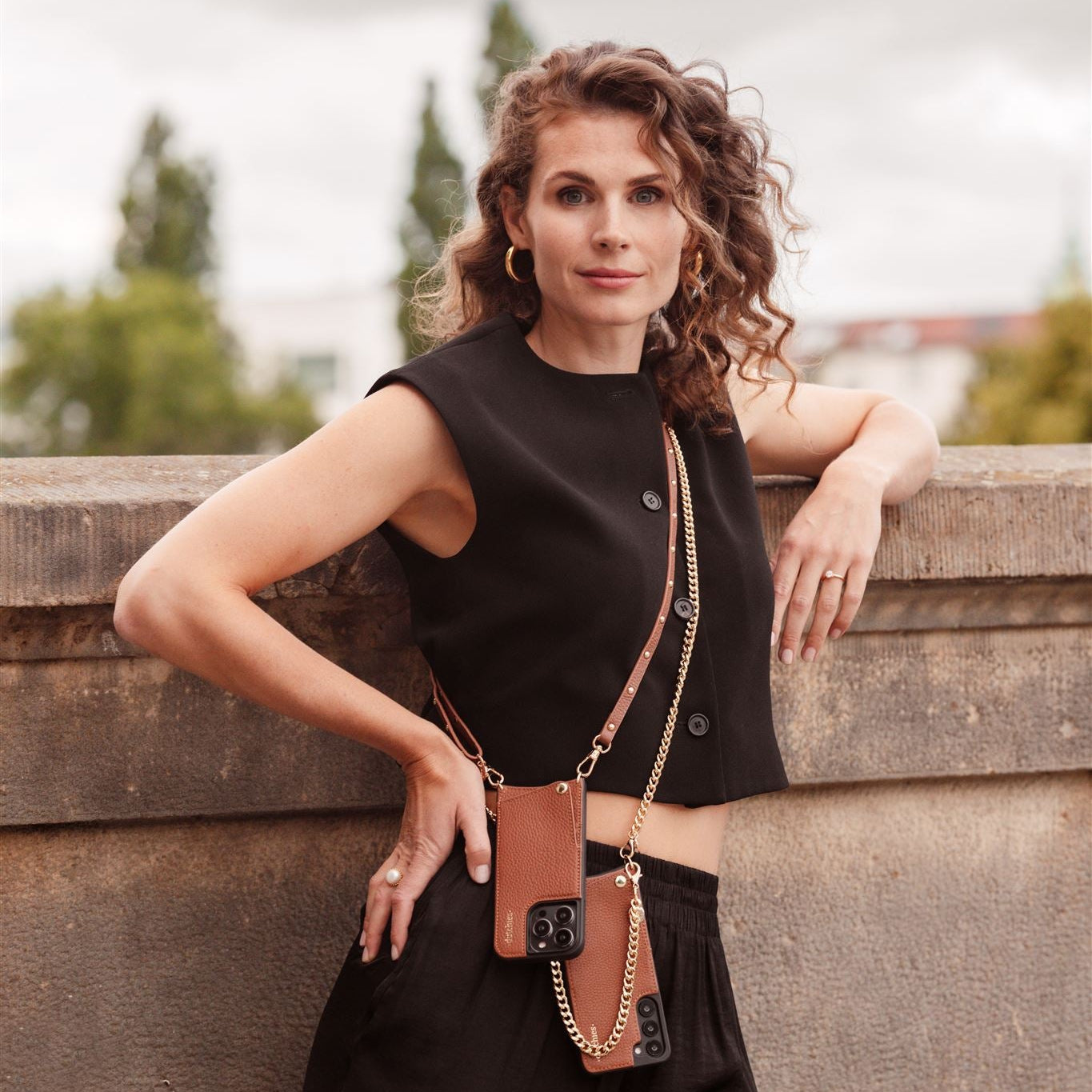 Phone Strap | Slimline Studs | Brown