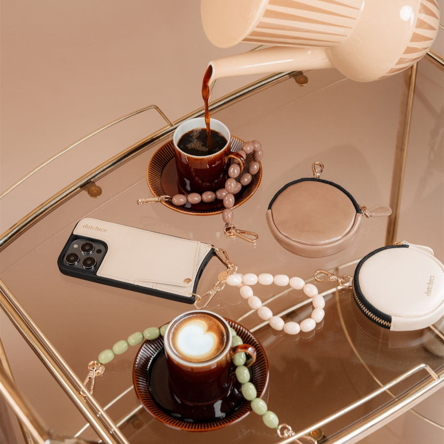 Beaded Phone Charm with a Vanilla color case iPhone