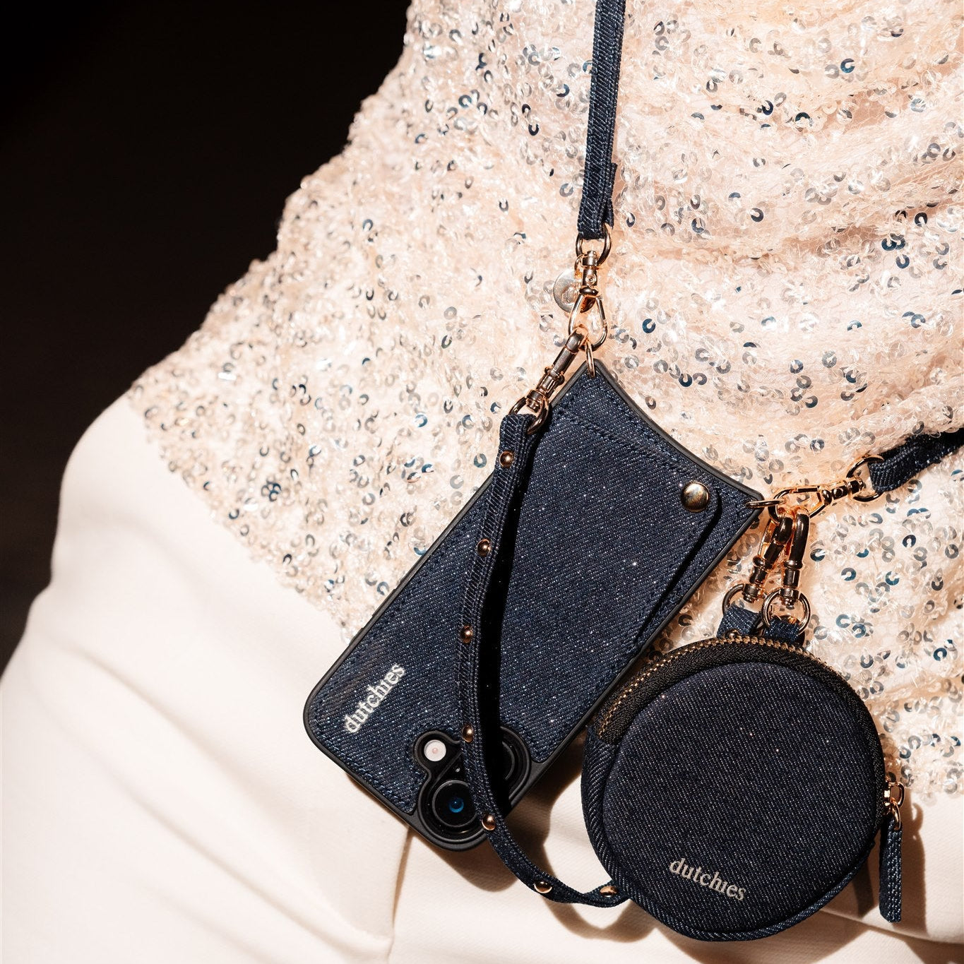 Mini borsa del telefono Emma | Denim Glitter