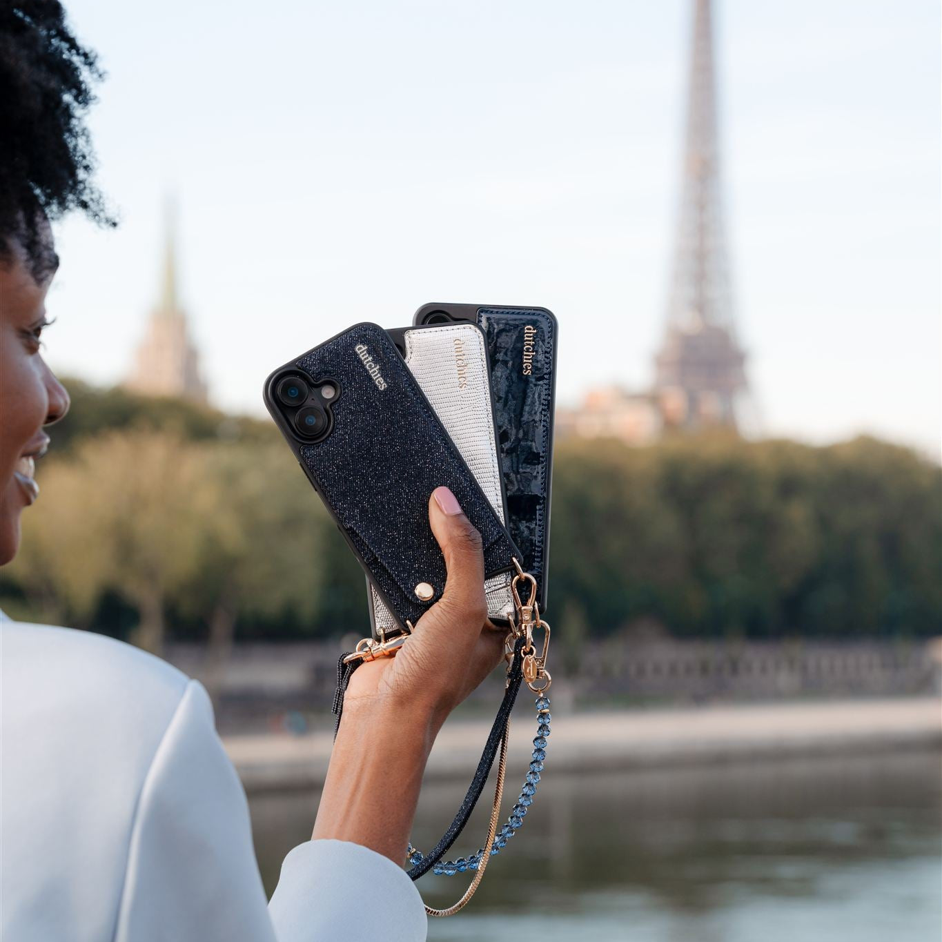 Ciondolo per telefono | Slimline | Denim Glitter