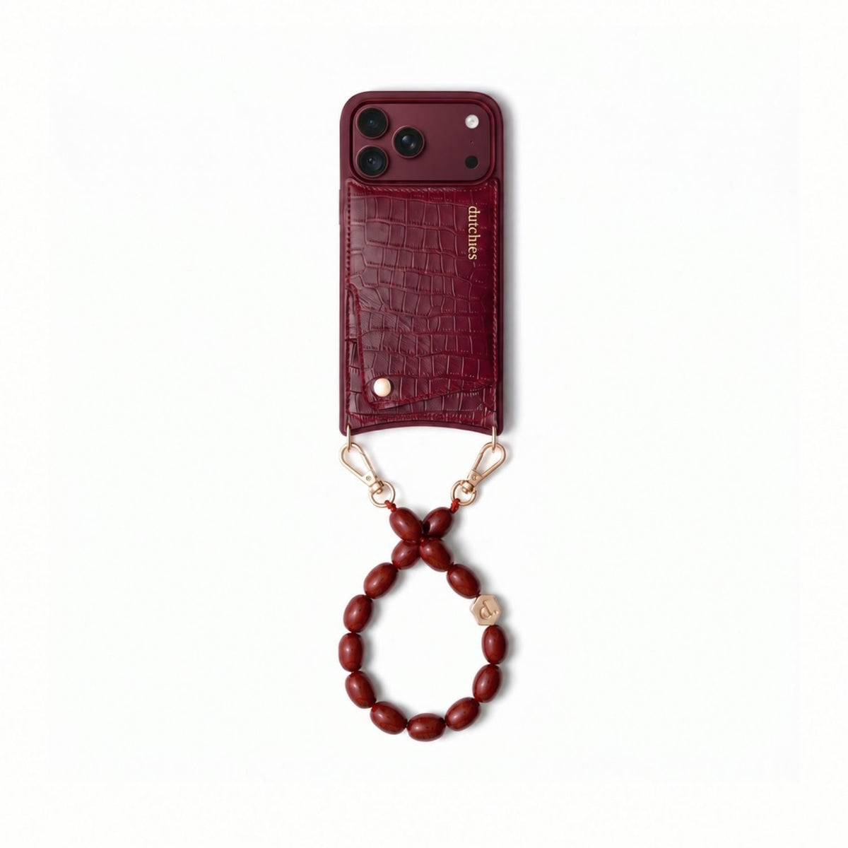 Charm Set | iPhone | Burgundy | Charley - Stylish iPhone case with charm and card holder.