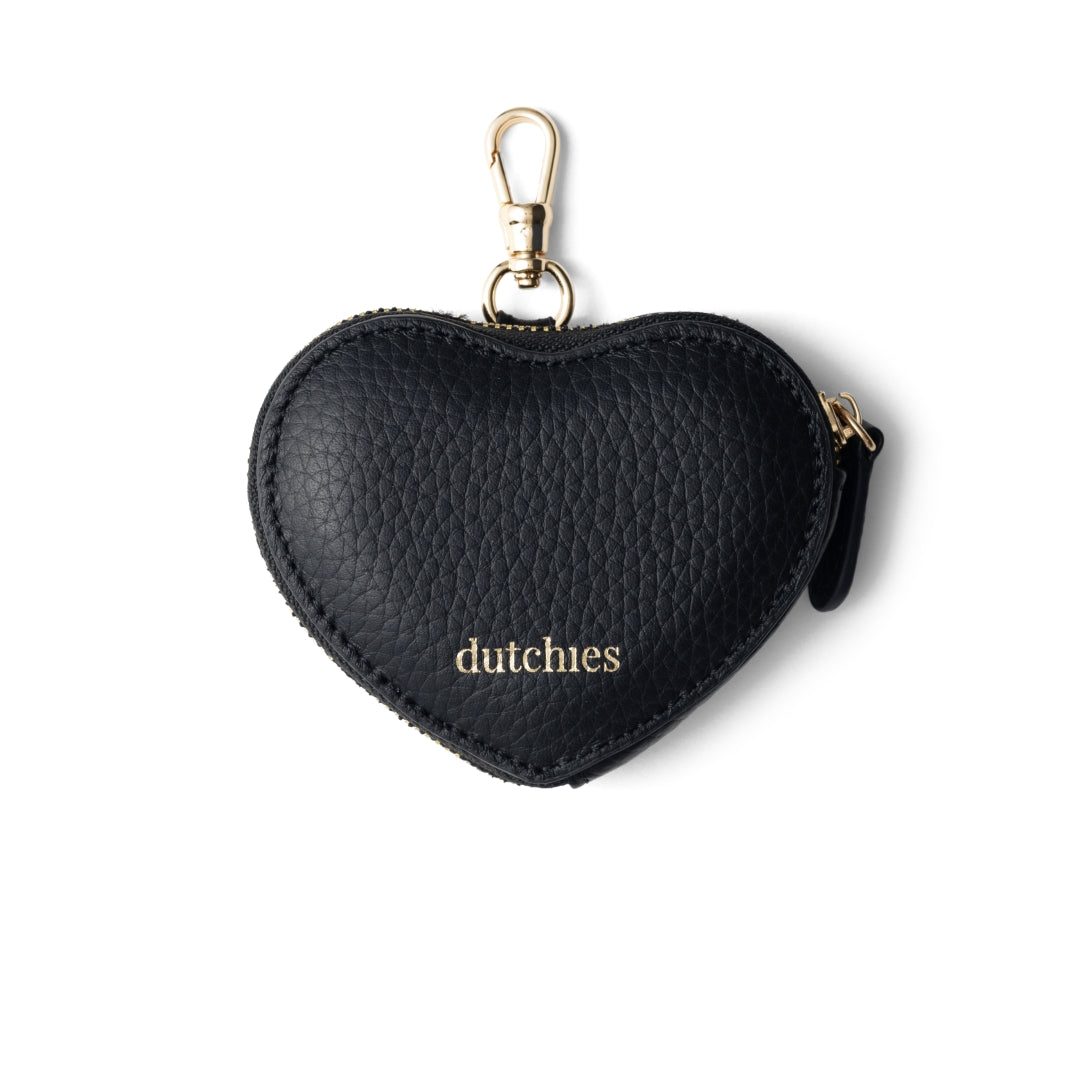 Mini Phone Bag Sarah | Black - Heart-shaped leather pouch for trendy storage on-the-go.