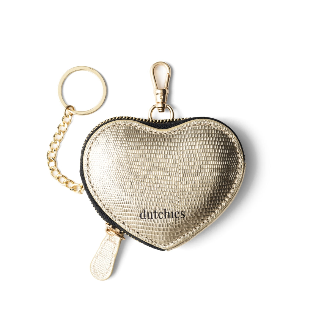 Mini Phone Bag Sarah | Goldy - stylish heart-shaped gold pouch for keys and essentials