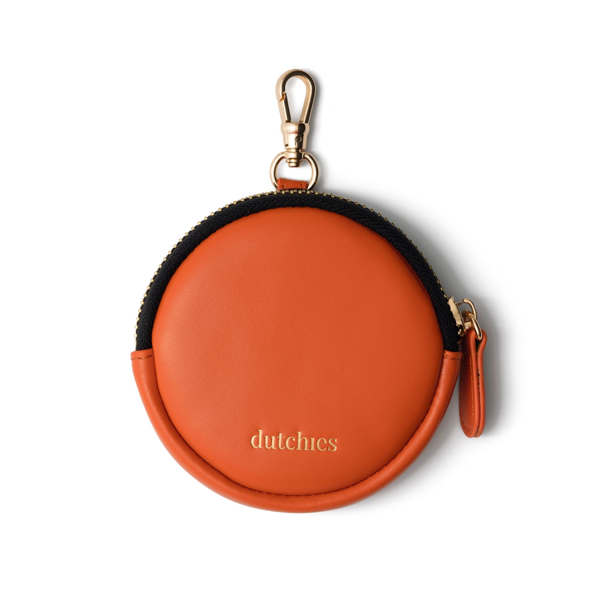 Mini Phone Bag Emma | Orange - trendy round leather pouch, perfect for storing essentials on the go.