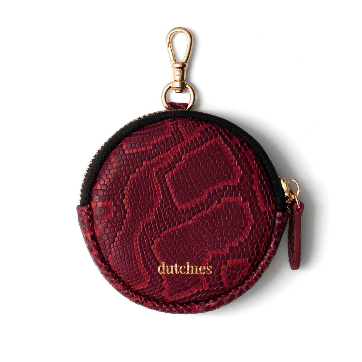 Mini Phone Bag Emma | Snake Red - Stylish red leather phone bag pouch with a clip for easy storage on the go.