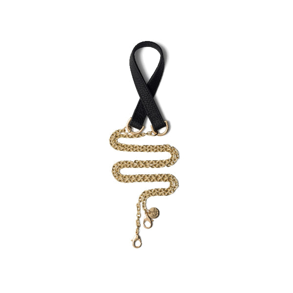 Phone Chain | Spanish | Black: A stylish black and gold phone chain, perfect for a classy modern look.