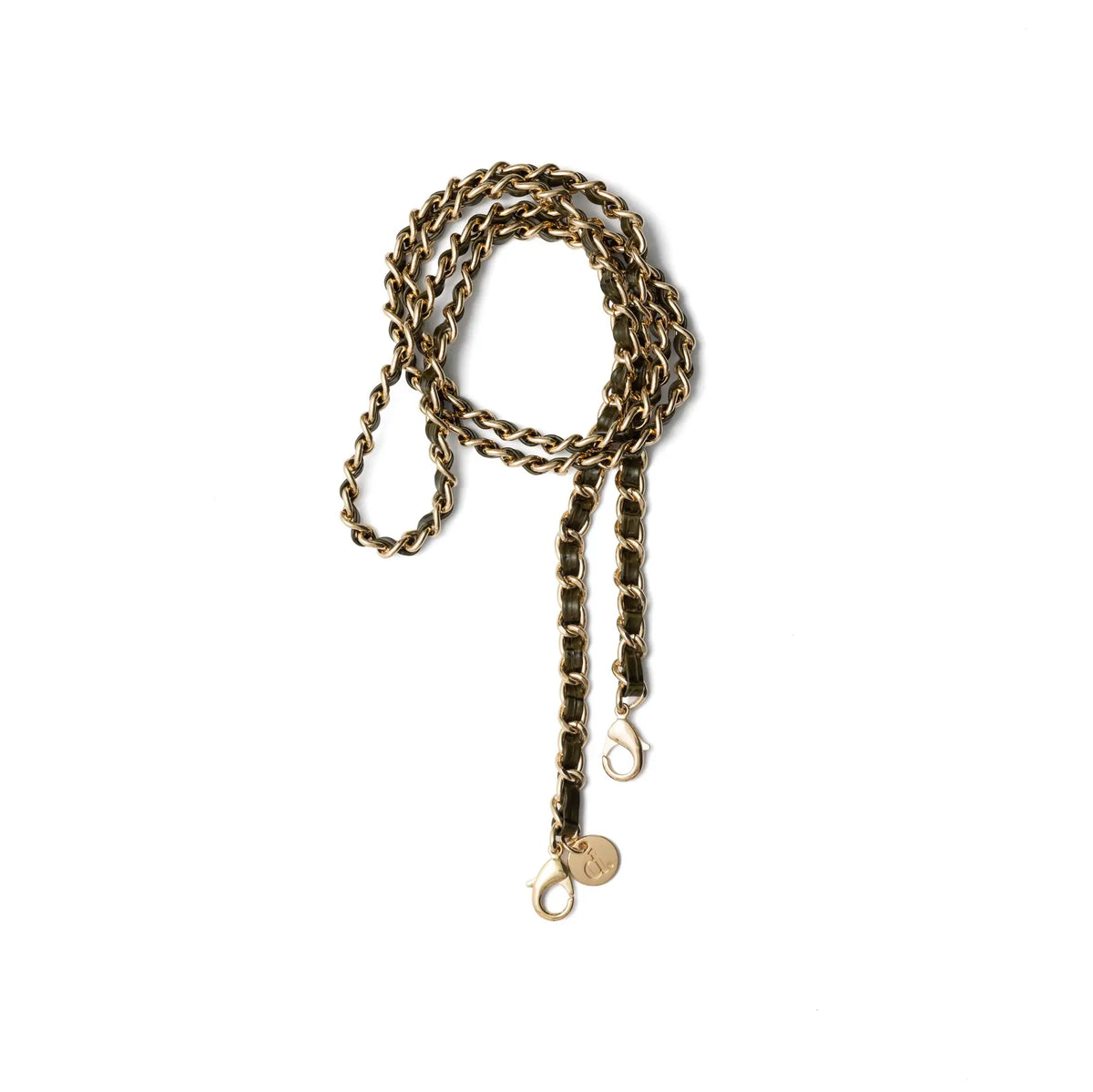 Phone Chain | Italian | Olive Green, stylish golden phone chain for hands-free convenience.