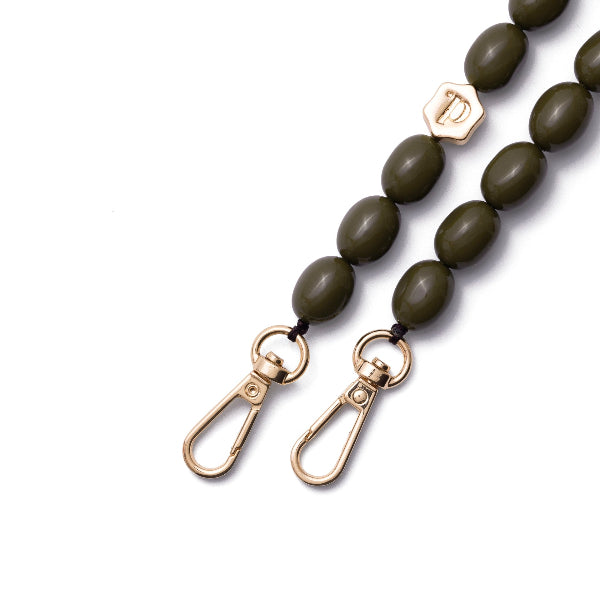 Phone Charm | Beaded | Arte - Beaded Green Mobile Phone Charm for iPhone & Samsung with gold clasps.