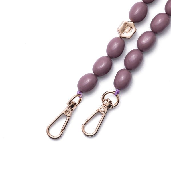 Phone Charm | Beaded | Eileen in soft mauve shade with gold clips, stylish and chic accessory.