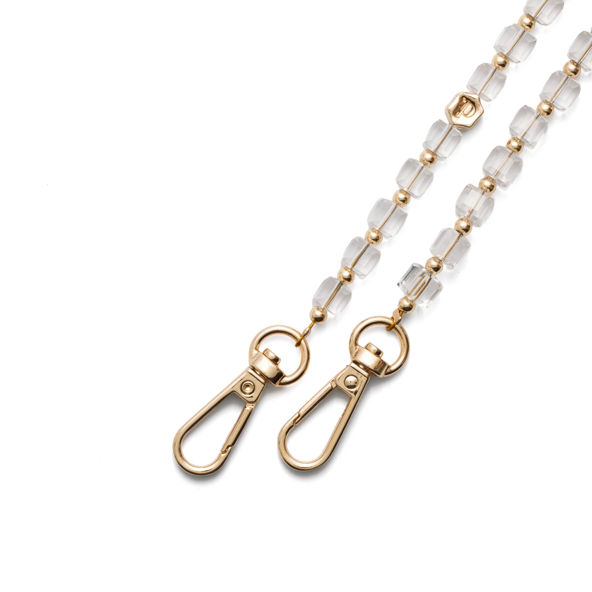 Phone Charm | Beaded | Mae featuring transparent beads and gold hardware for stylish connectivity.