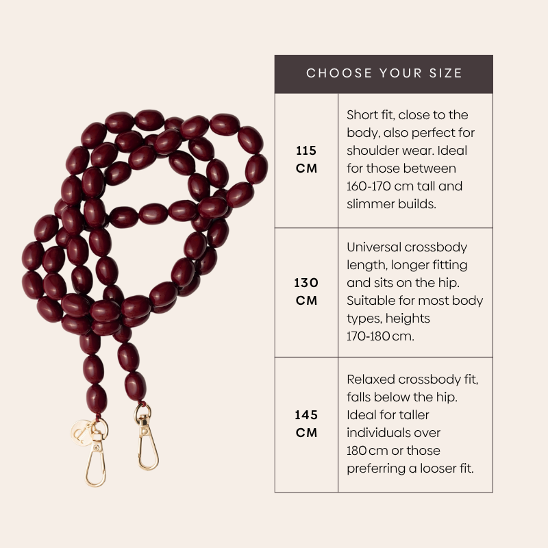 Beaded Phone Chain | Charley in Burgundy color with size options for a comfortable fit.