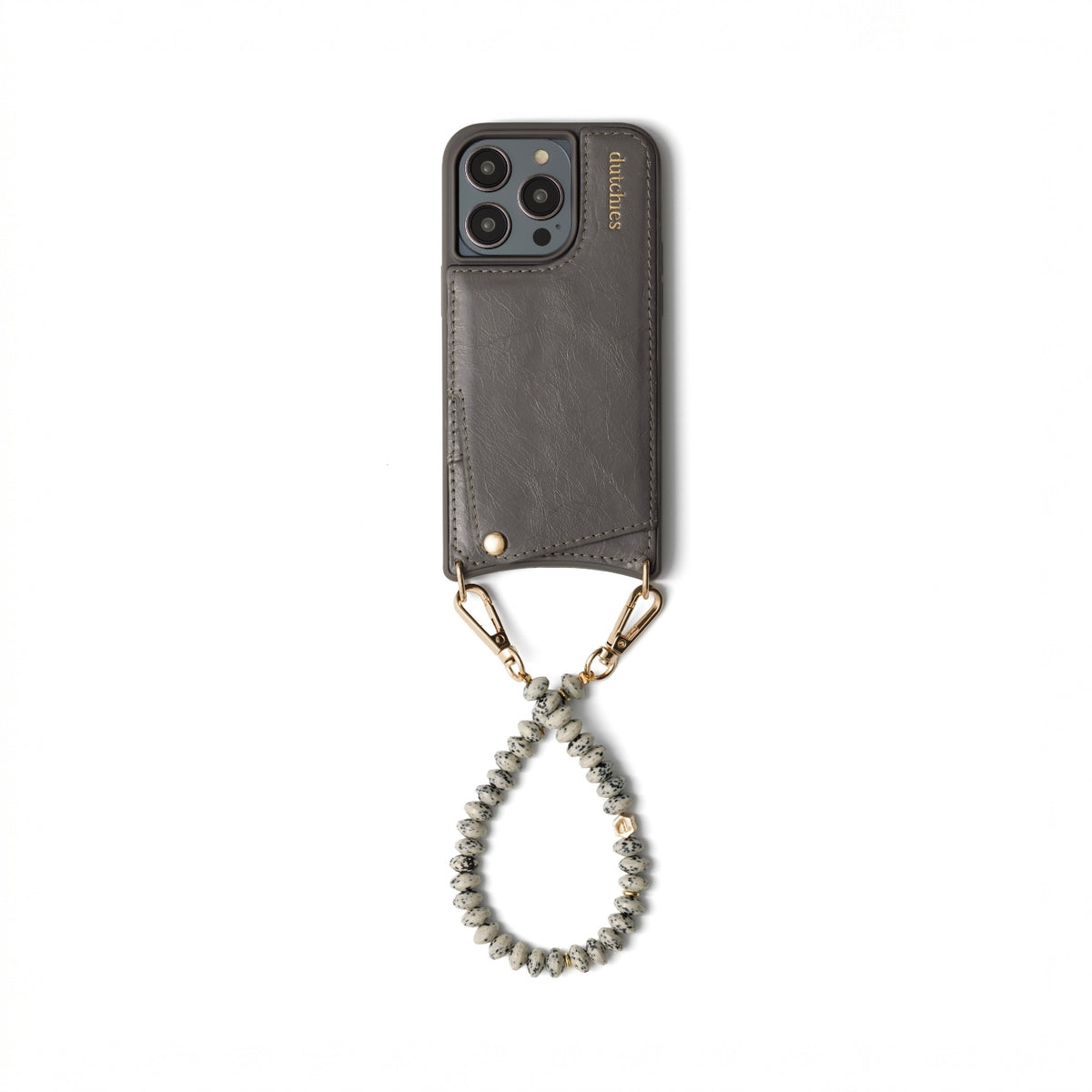 Charm Set | iPhone | Graphite Grey | Agnes - Stylish iPhone case with card holder and phone charm.