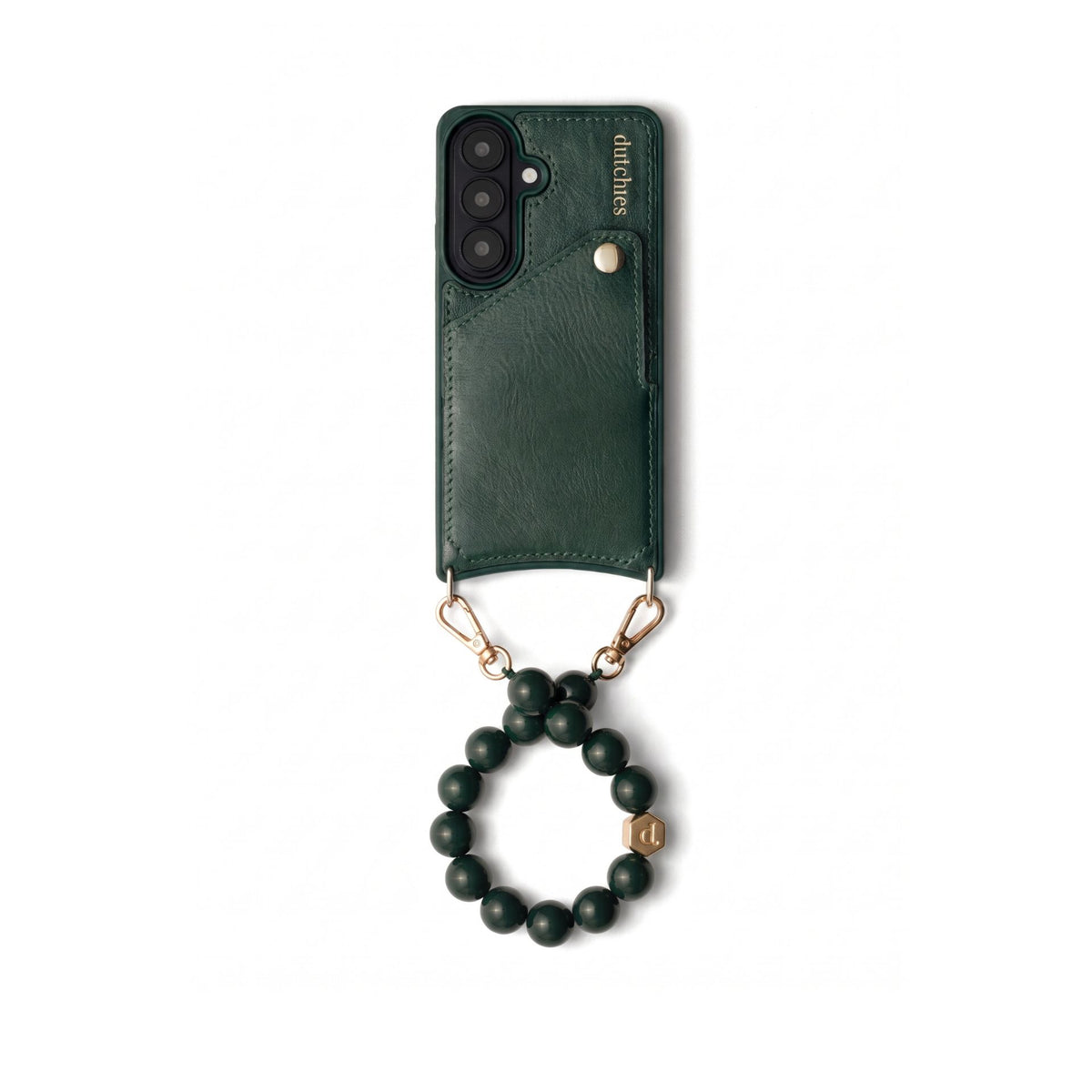 Charm Set | Samsung | Forest Green | Stella - Leather phone case with beaded phone charm.