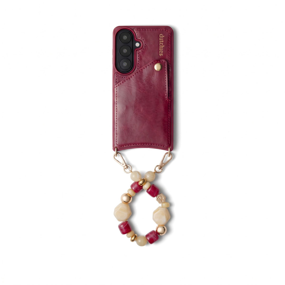 Charm Set | Samsung | Raspberry Red | Mala - Leather phone case with beaded phone charm.
