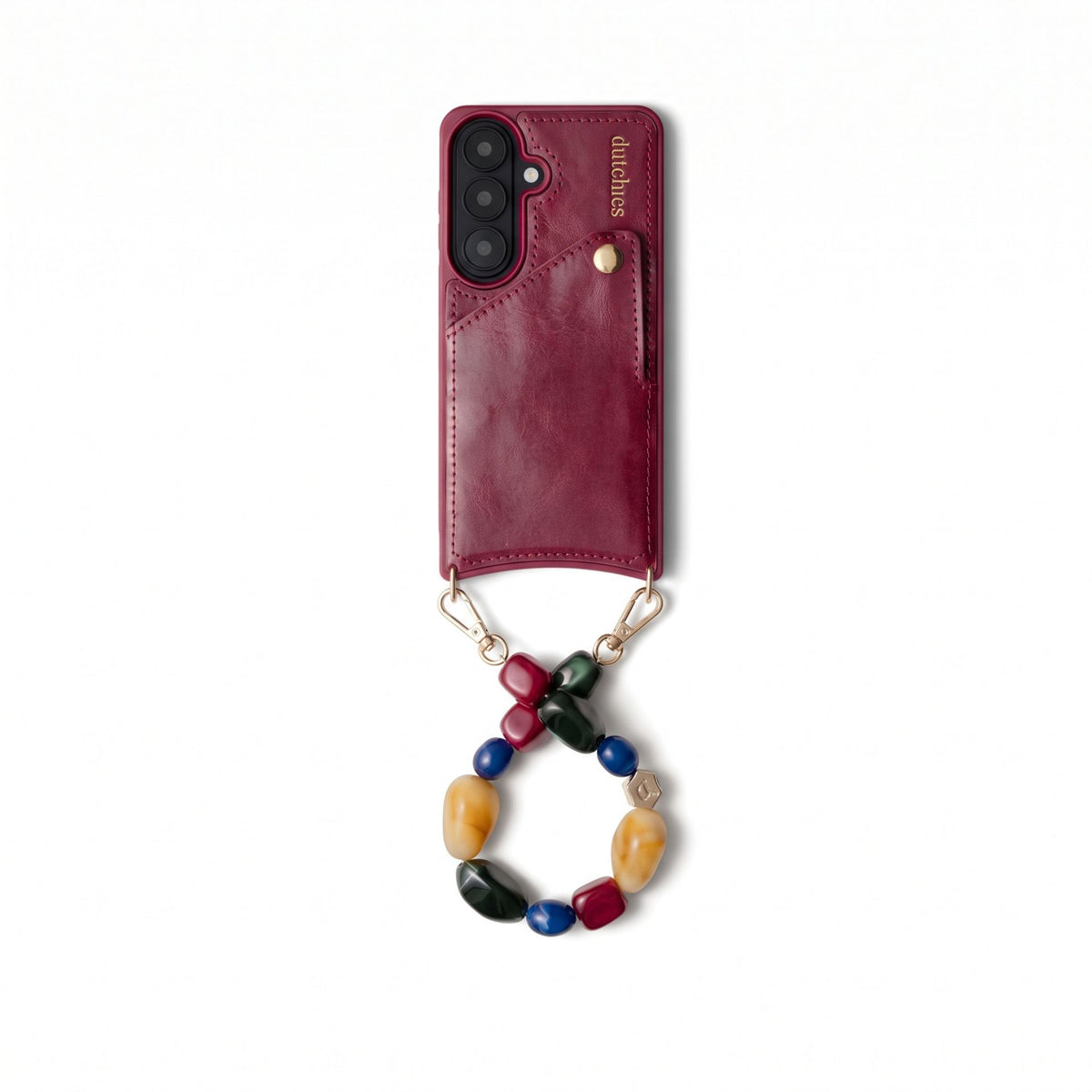 Charm Set | Samsung | Raspberry Red | Lizzy - Leather phone case with beaded phone charm.