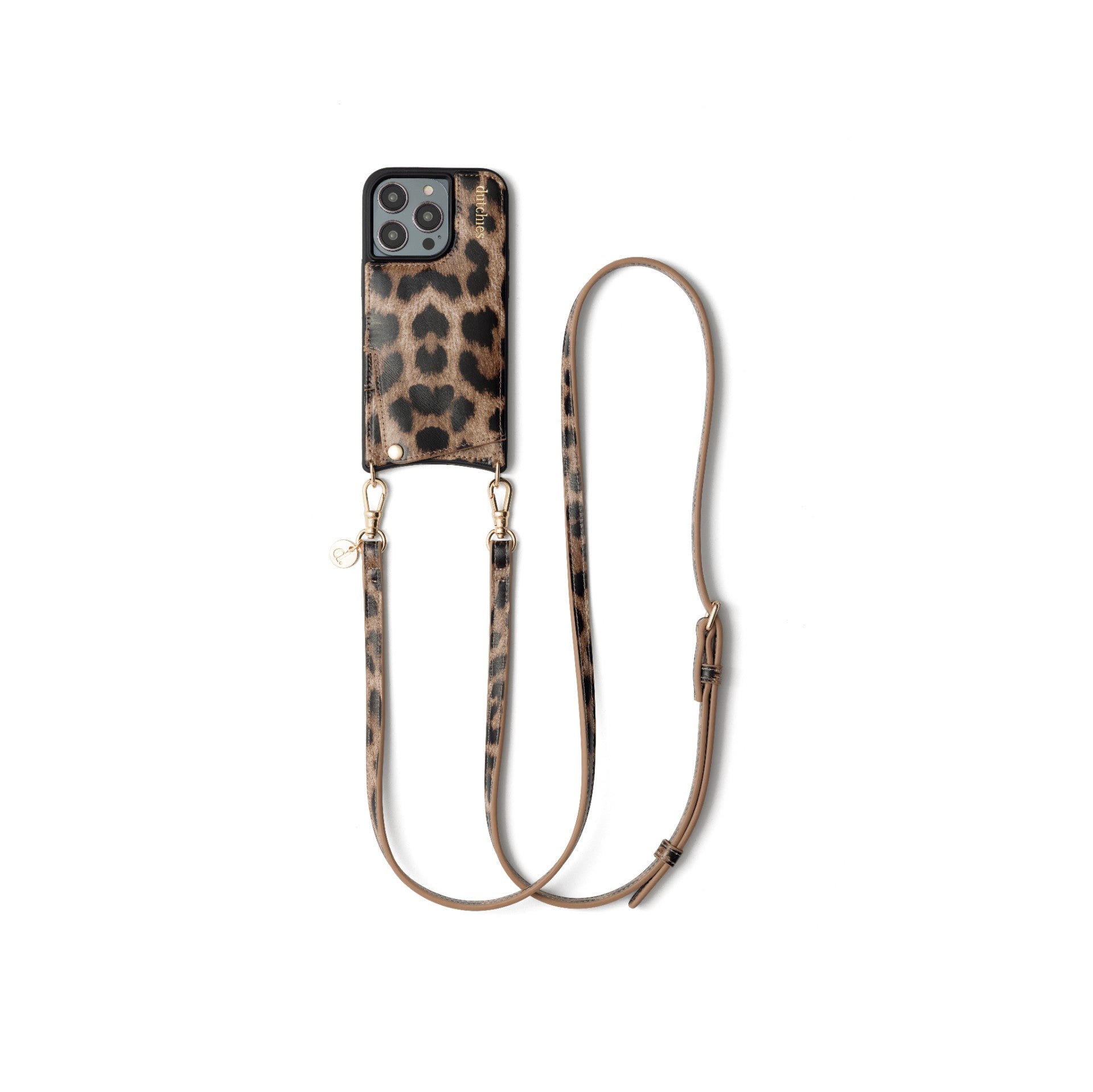 Classic set | iPhone | Leopard - Trendy leopard print iPhone case with slimline strap for stylish convenience.