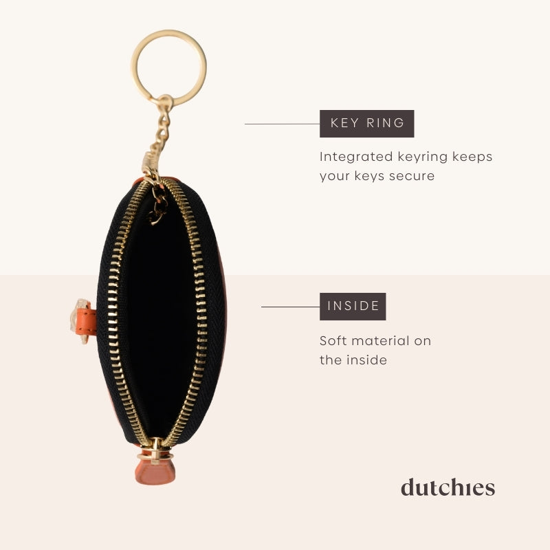 Mini Phone Bag Emma | Orange with key ring and soft interior, perfect for storing your essentials.