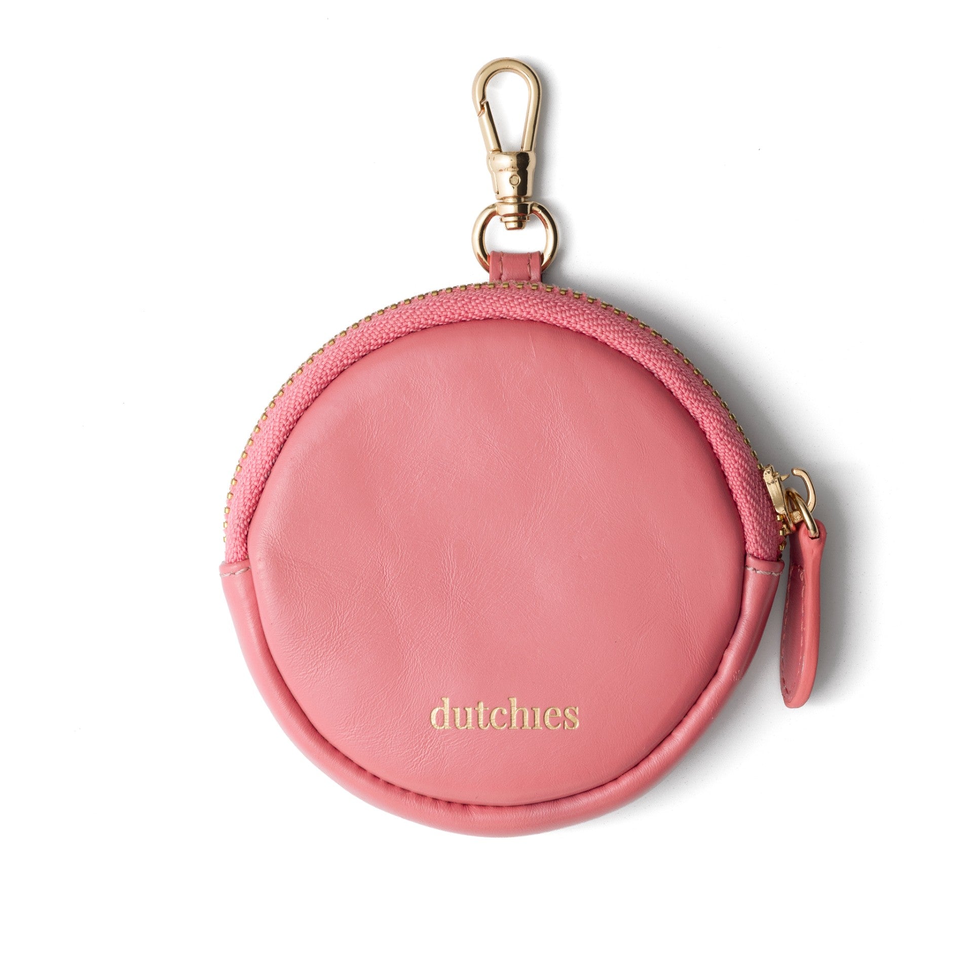 Mini Phone Bag Emma | Pink - chic round leather pouch with clip for easy storage on the go.