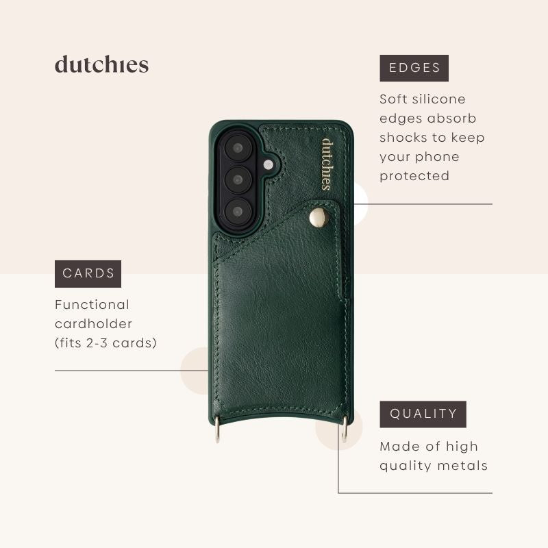 Classic Set | Samsung | Forest Green - Stylish phone case with functional cardholder, crafted from genuine leather.