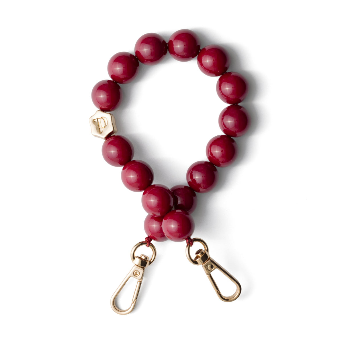 Luxury Set | iPhone | Raspberry Red stylish phone accessory with bold beads and gold clips.