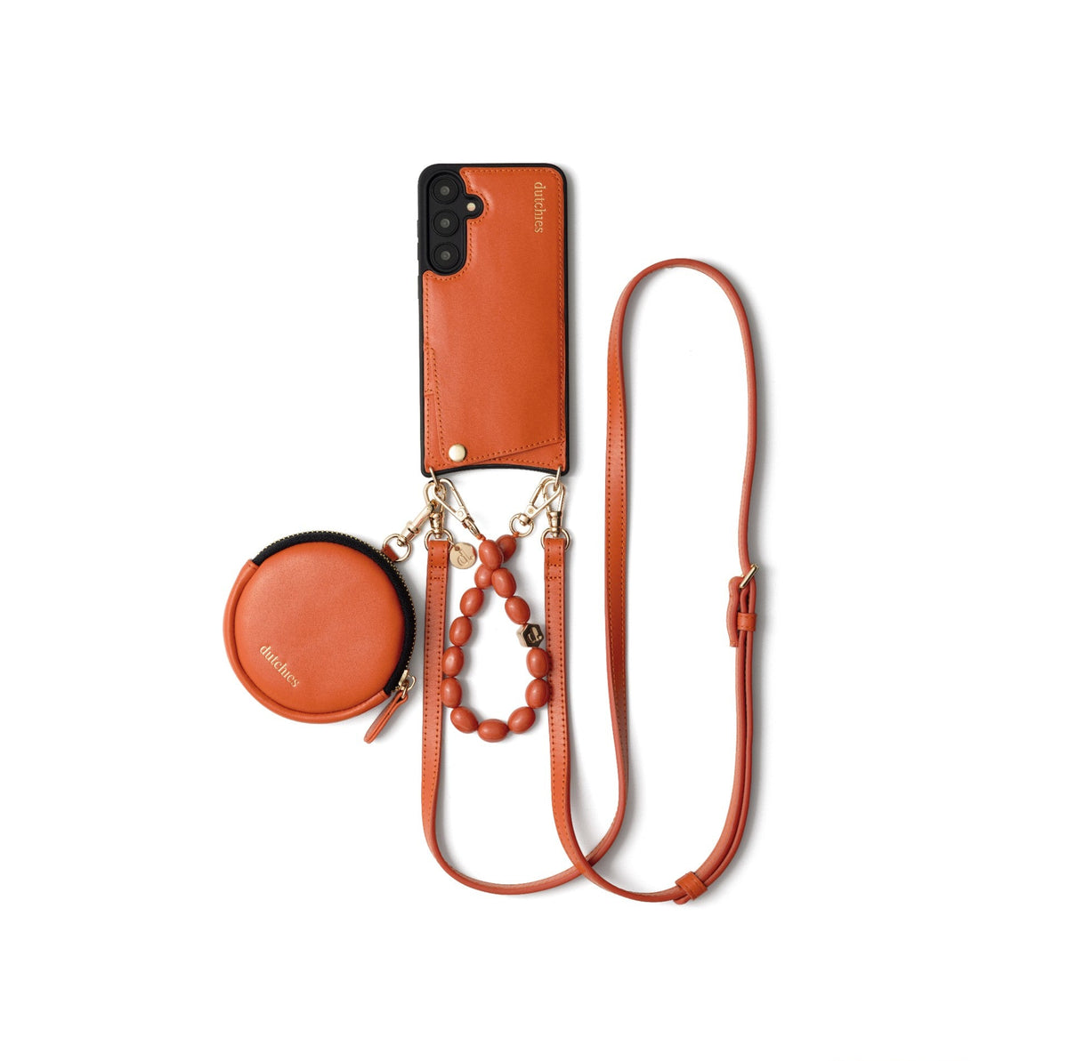 Luxury set | Samsung | Orange - stylish phone case with a matching wallet and strap for a chic look.