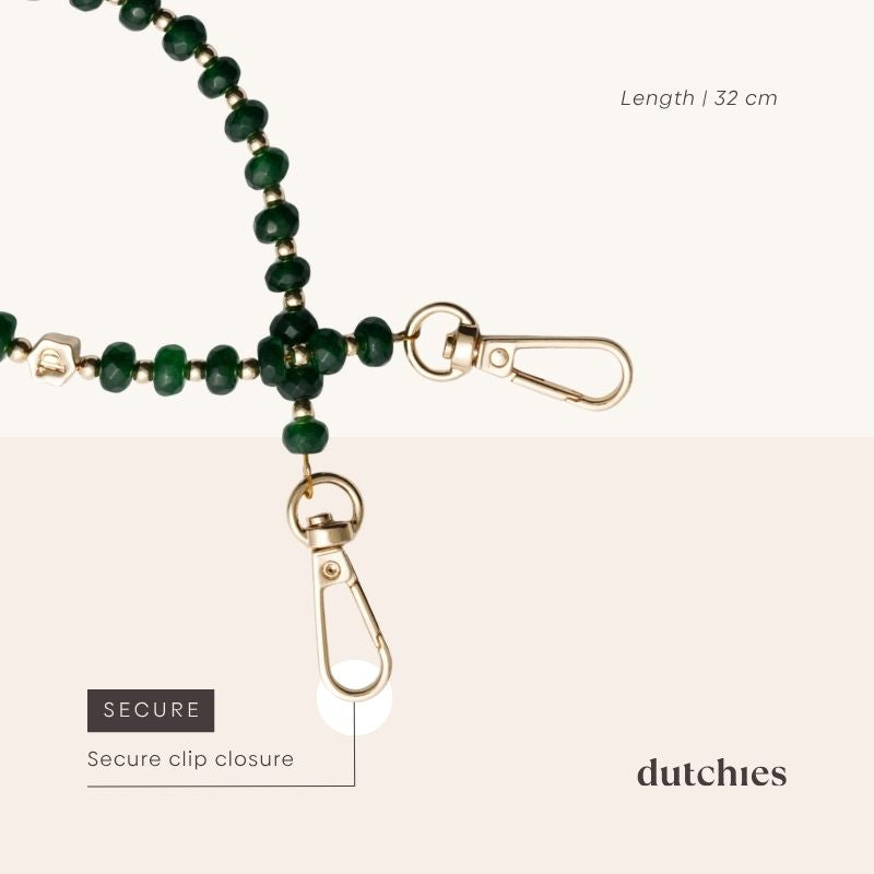 Close-up of Phone Charm | Beaded | Nina featuring colorful beads and a secure clip closure.