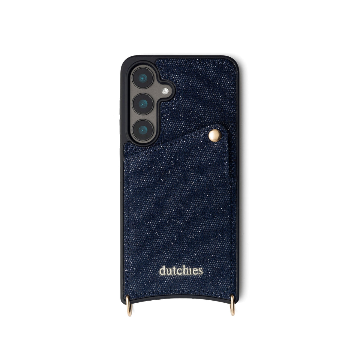 Samsung Case | Denim Glitter featuring a stylish cardholder and a durable denim design.