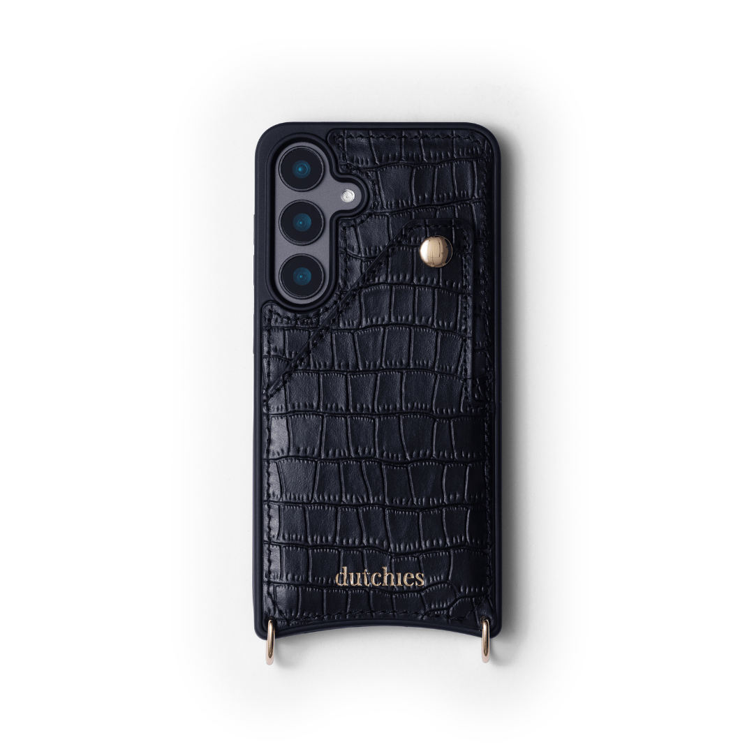 Samsung Case | Noir | Gold featuring cardholder and premium leather design by Dutchies.
