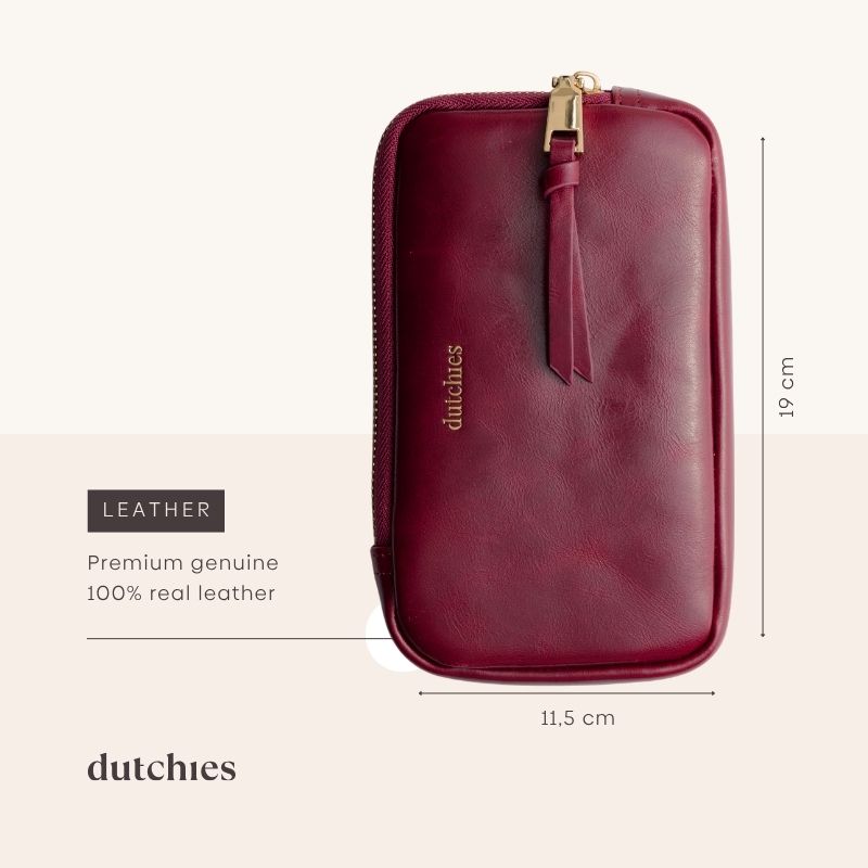 Phone Bag Rose | Raspberry Red: Premium genuine leather pouch for all your essentials.