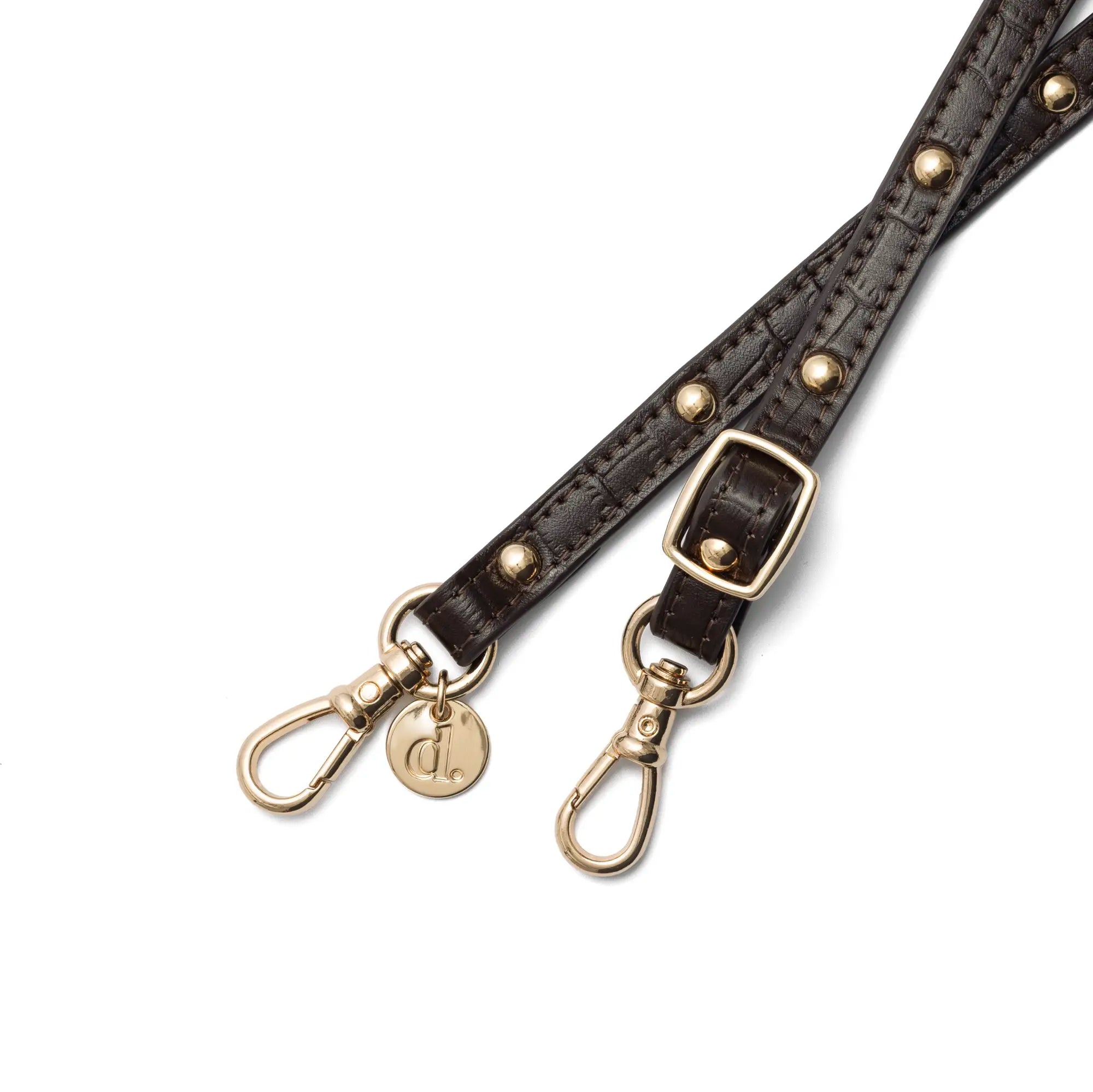 Phone strap | Slimline with Studs | Chocolate Brown