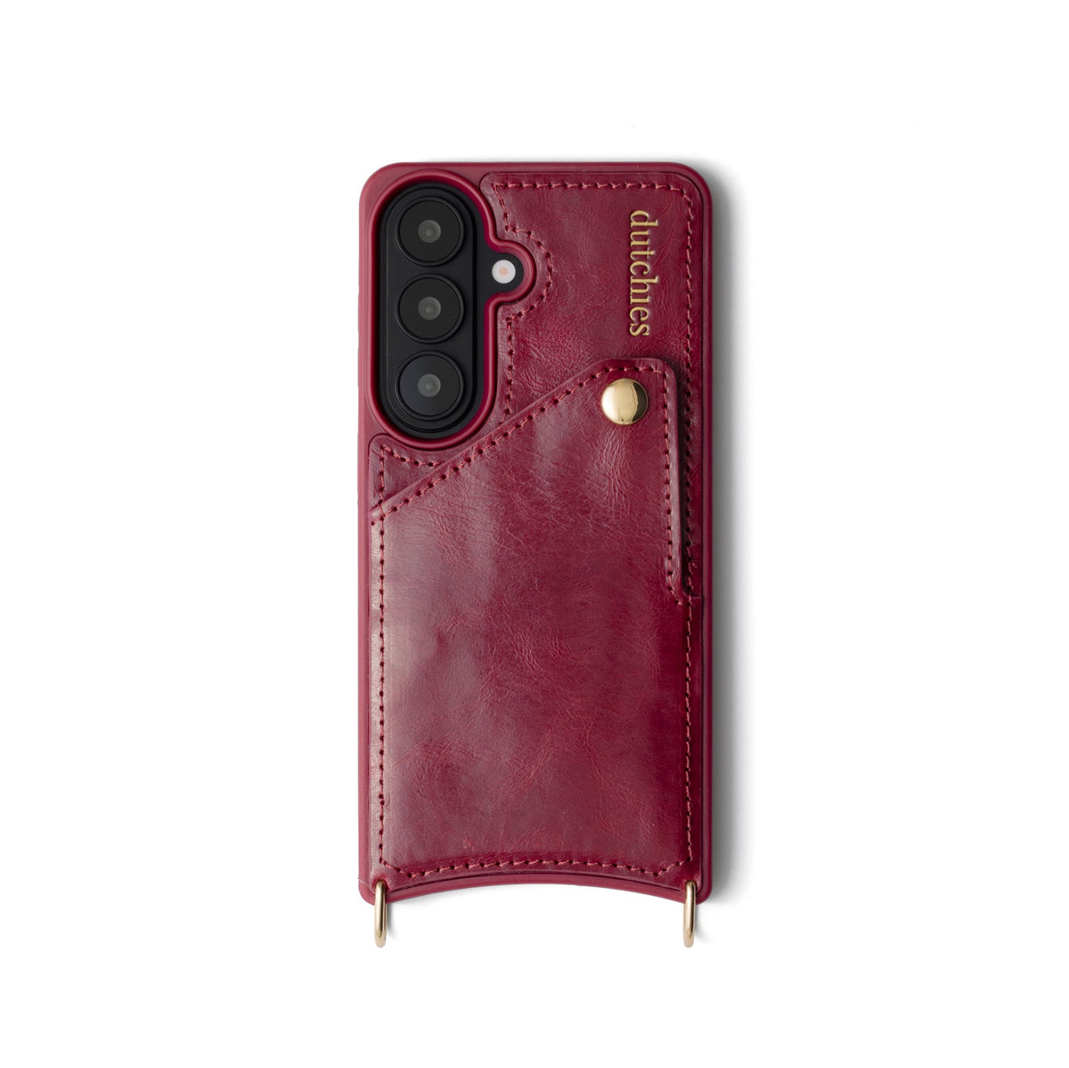 Samsung Case | Raspberry Red handcrafted leather case with cardholder and snap button closure.