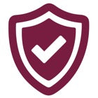 Shield icon with a white check mark inside on a red background