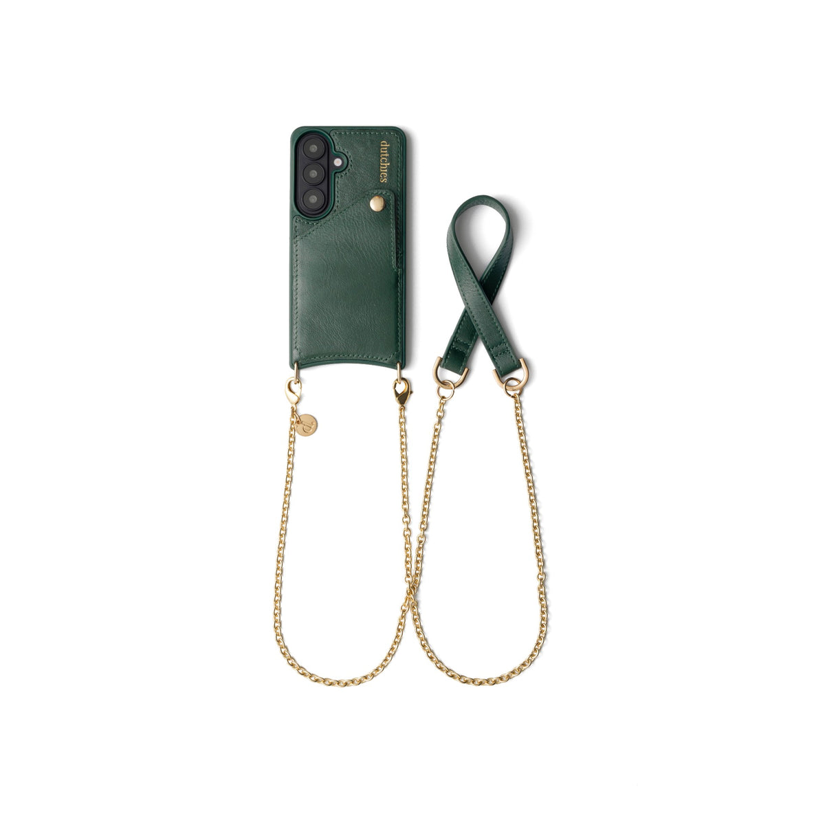 Spanish Chain Set | Samsung | Forest Green - stylish phone case with leather chain for hands-free convenience.