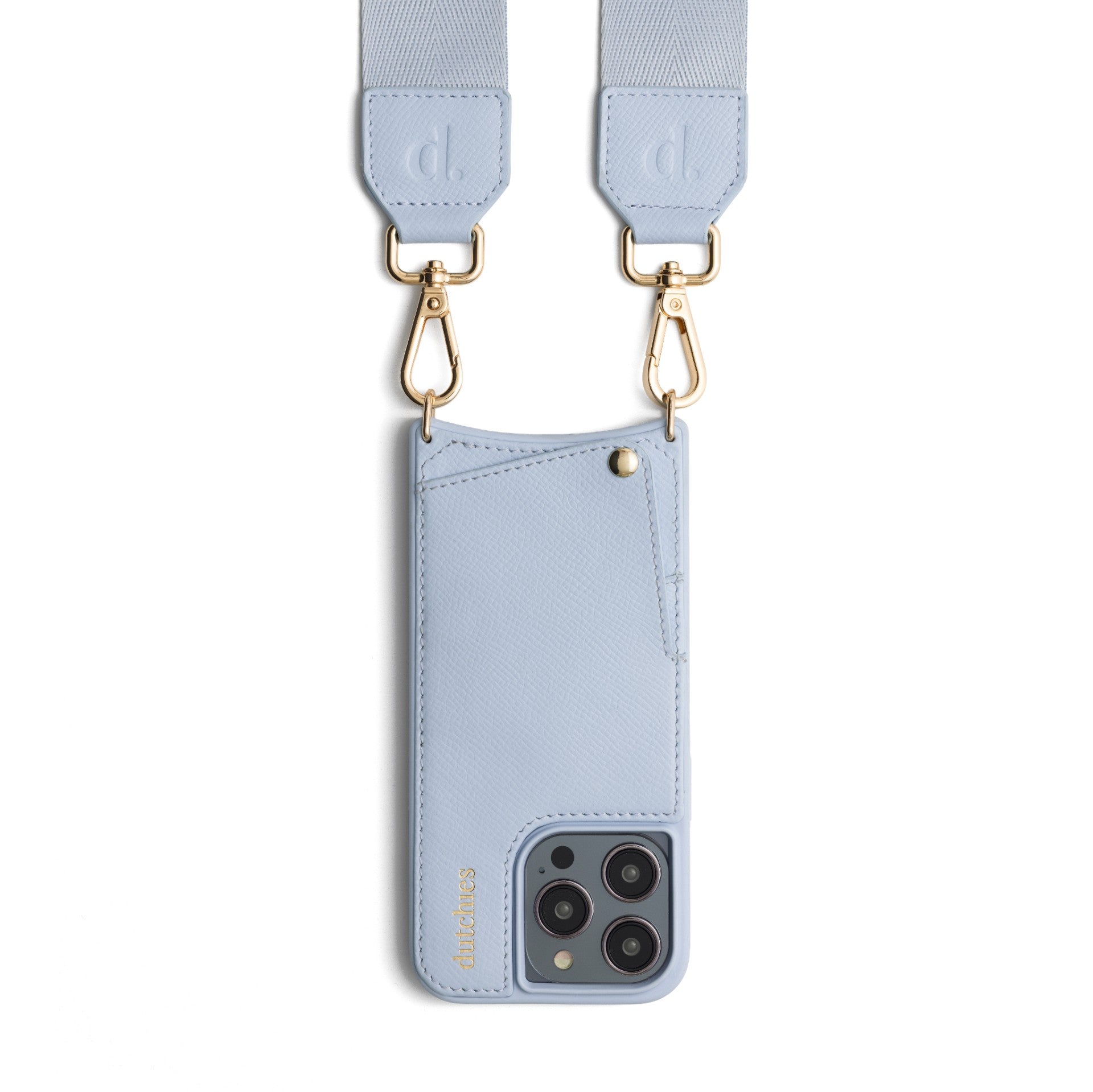 Phone Strap | Basic | Blue: Handmade blue phone strap with high-quality metal clips and genuine leather for hands-free convenience.