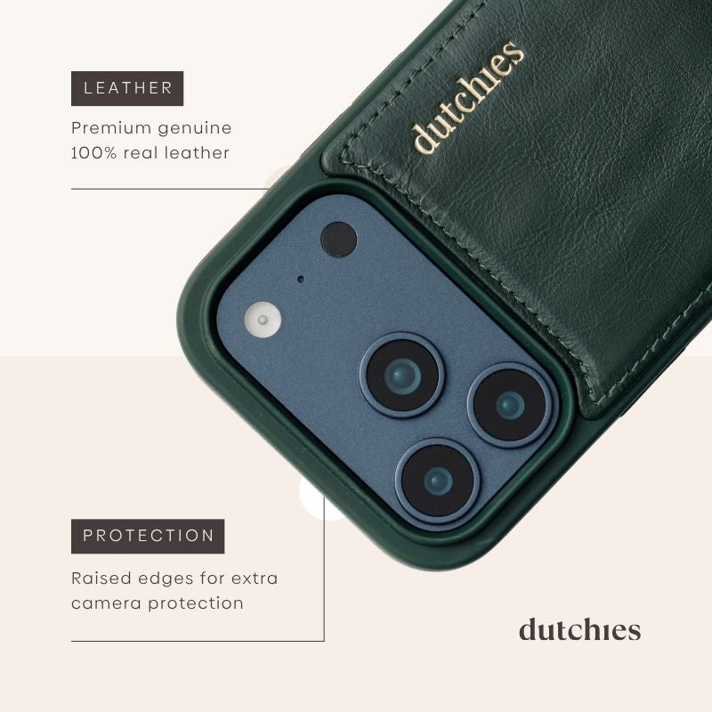 Classic Set | iPhone | Forest Green with premium genuine leather and camera protection features.
