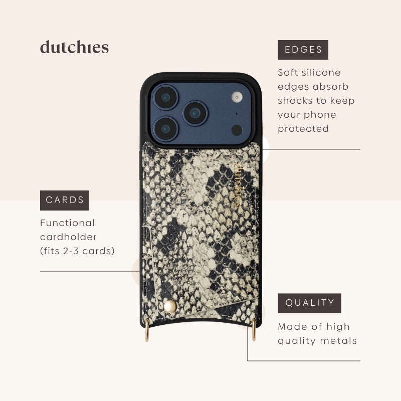 iPhone Case | Snake featuring a cardholder, soft silicone edges, and high-quality materials for protection and style.