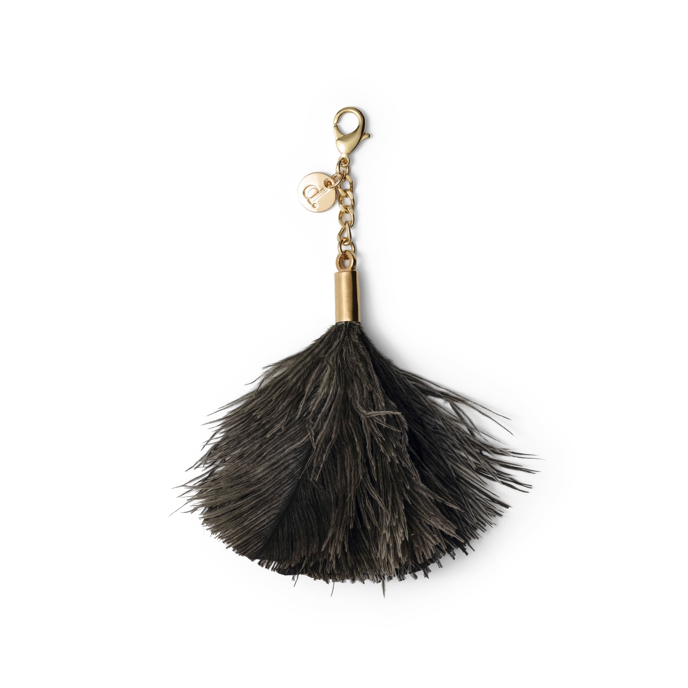 Vavavoom | Keychain featuring a fluffy black ostrich feather charm, perfect for phone, bag, or keyring. A stylish accessory!
