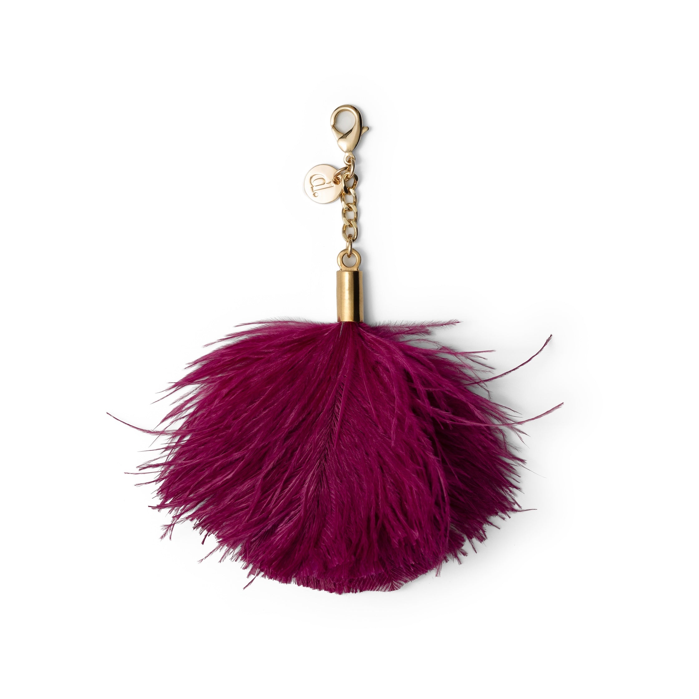 Vavavoom | Keychain featuring a fluffy burgundy ostrich feather charm for bags, phones, and keyrings.
