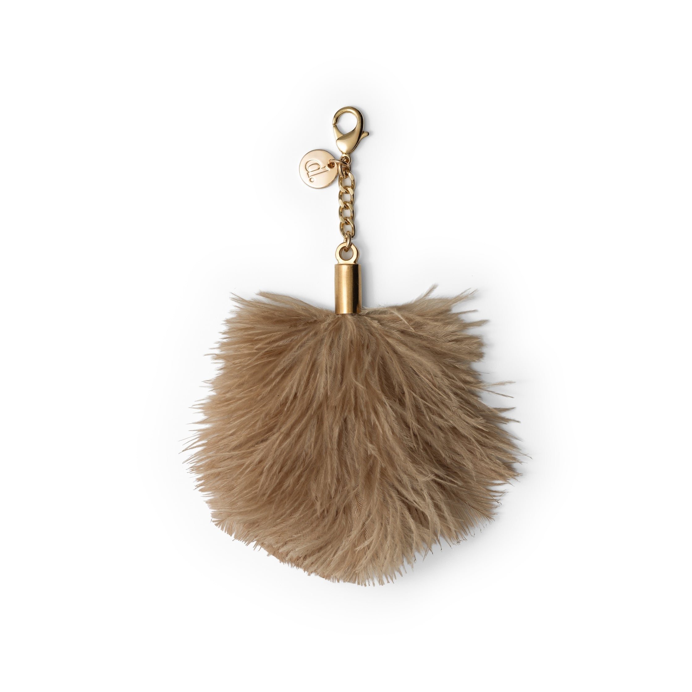 Vavavoom | Keychain fluffy charm in beige, perfect for phone case or bag, handcrafted from ostrich feathers.