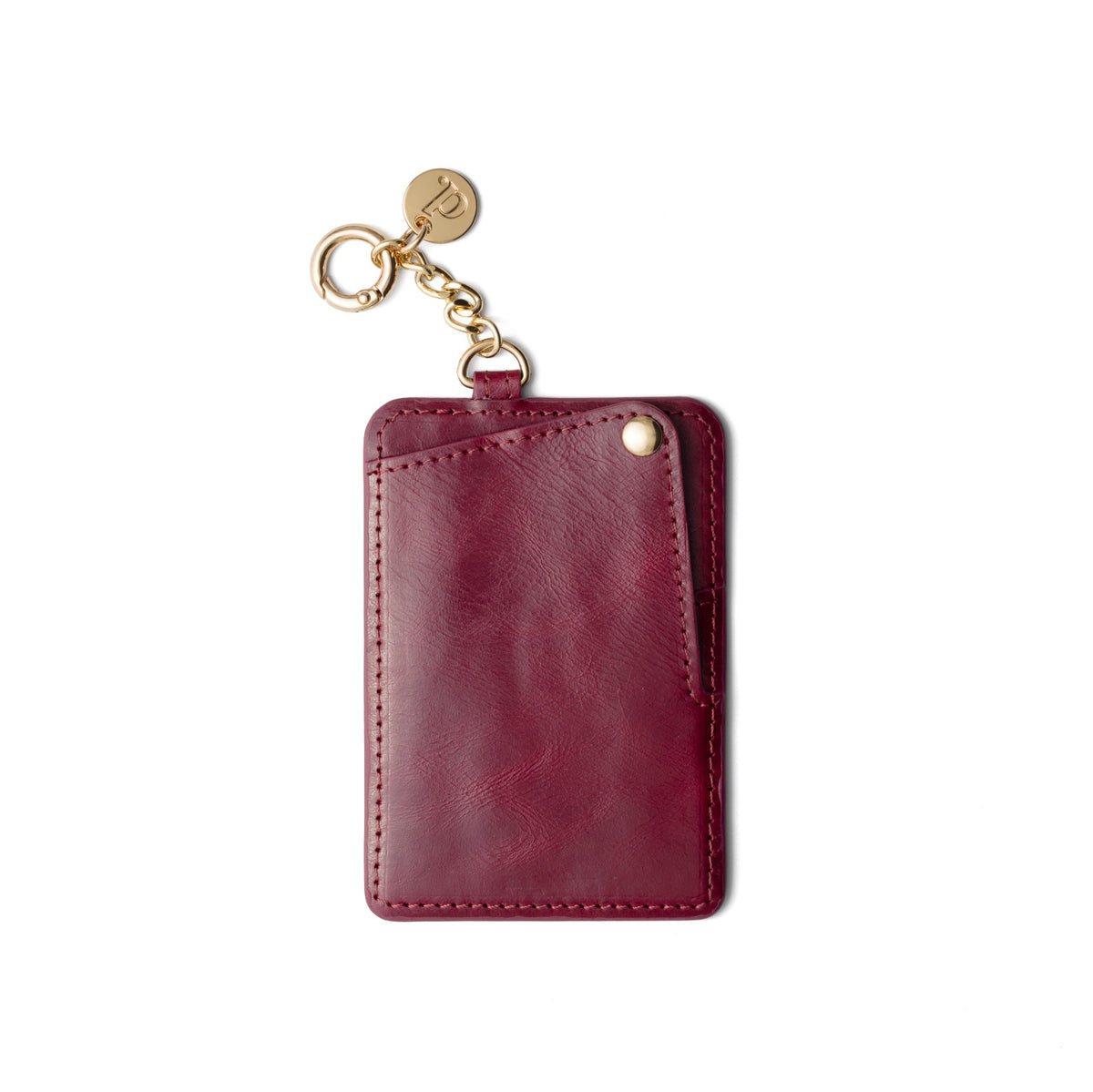 MagSafe Wallet | Raspberry Red - sleek handcrafted leather wallet in rich raspberry red with keychain, perfect accessory.