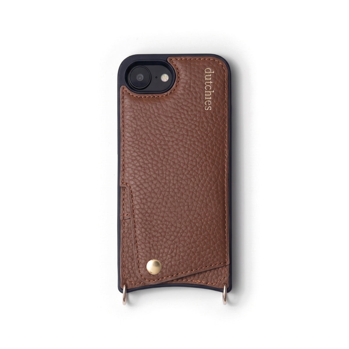 iPhone Case | Brown with cardholder, handcrafted leather, and premium metal finishes, designed for style and protection.