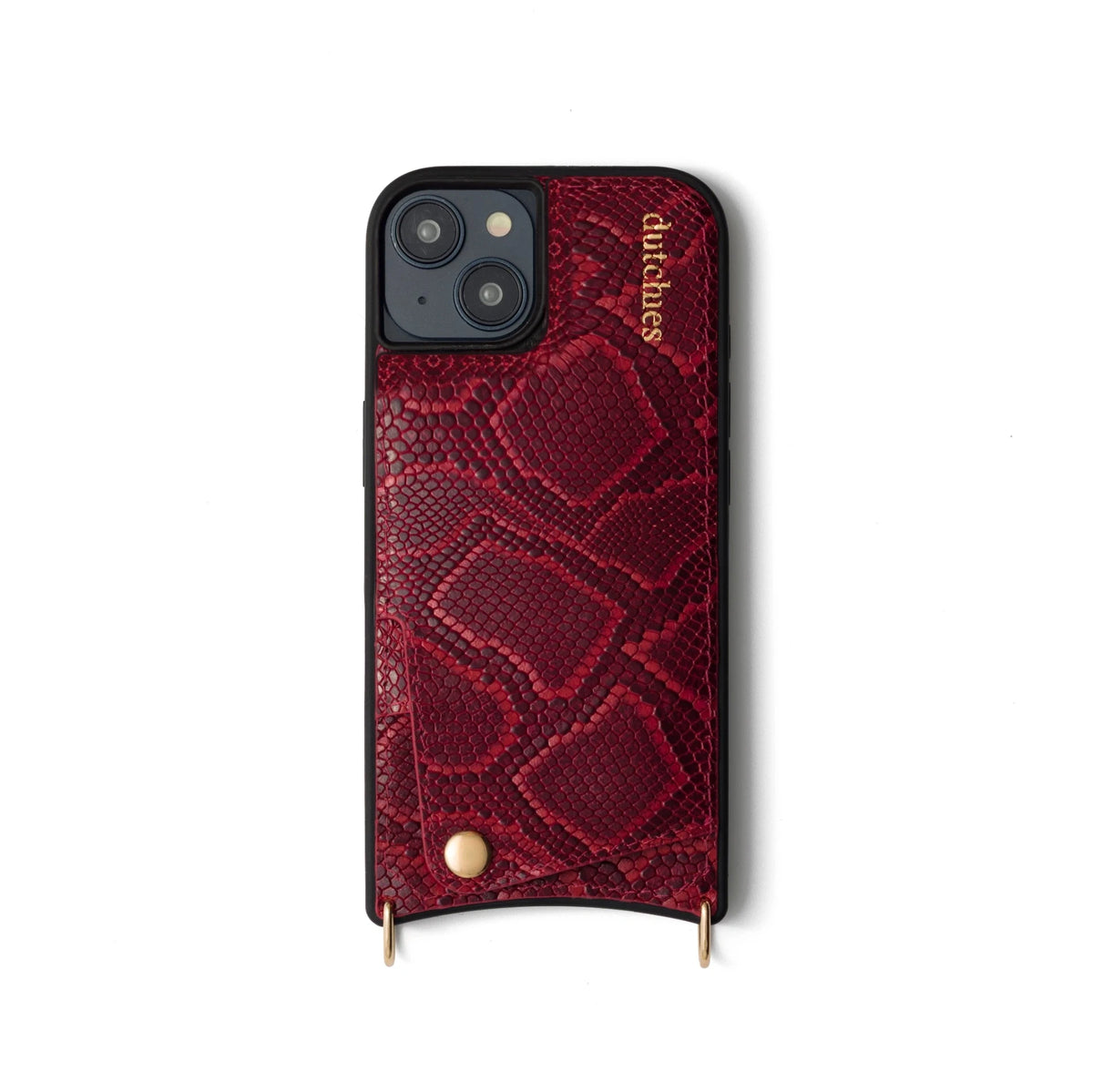 iPhone Case | Snake Red with a sleek design, handcrafted leather, and cardholder for style and convenience.