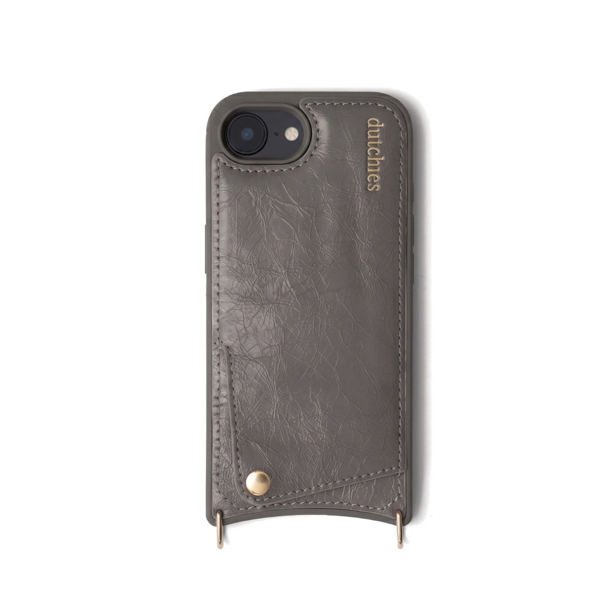 iPhone Case | Graphite Grey, handcrafted leather case for iPhone 16e/17e with cardholder in rich graphite grey.