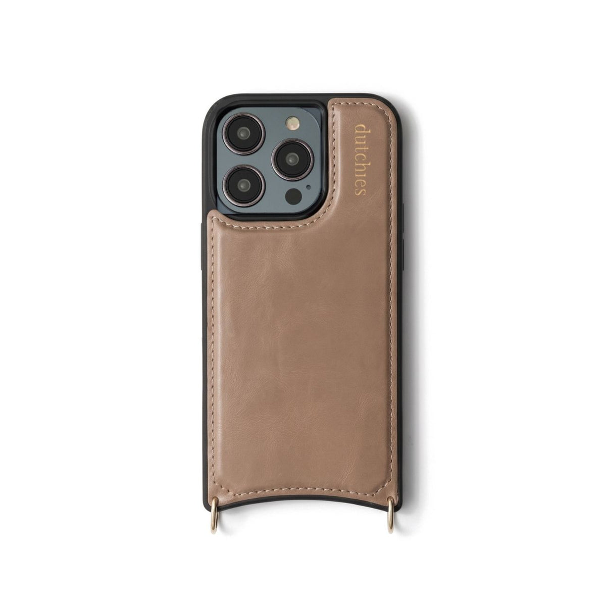 iPhone Case | MagSafe | Mocha - Stylish leather cover with a sturdy magnet and golden details.