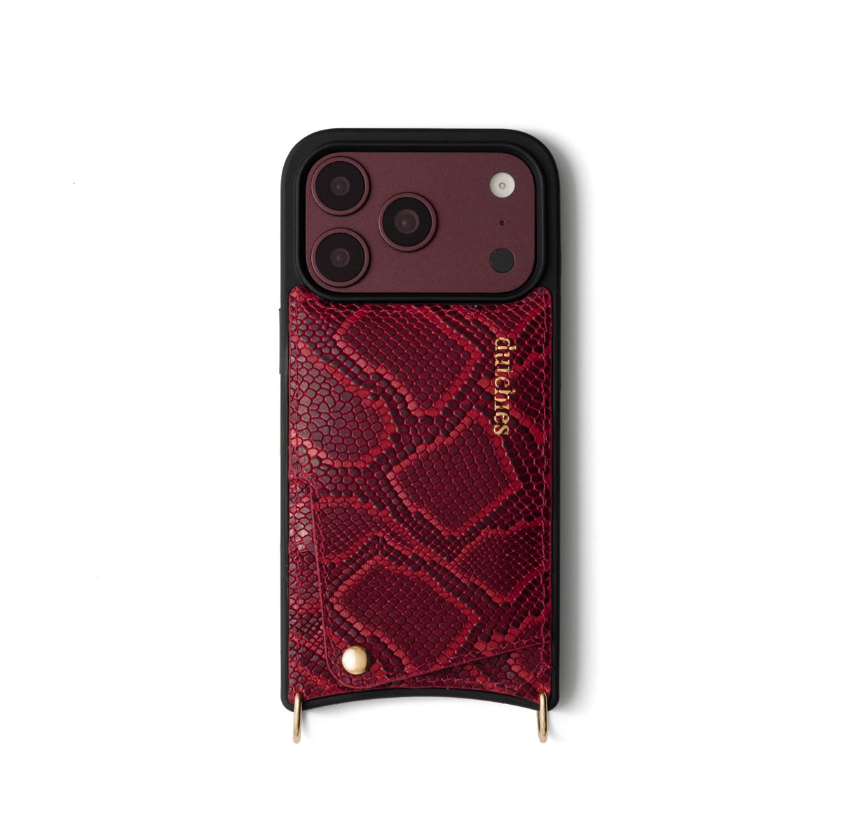 iPhone Case | Snake Red with a sleek design, handcrafted leather, and cardholder for style and convenience.