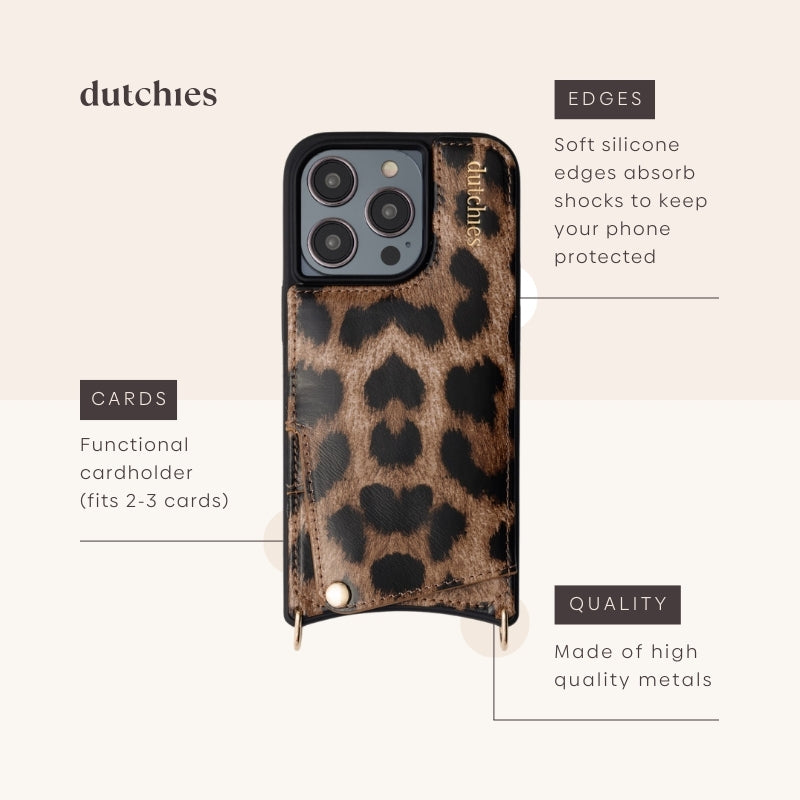 iPhone Case | Leopard with functional cardholder and shock-absorbing edges for optimal protection