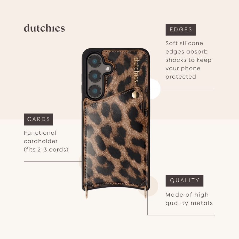 Samsung Case | Leopard with soft silicone edges, functional cardholder, and high-quality metal features.